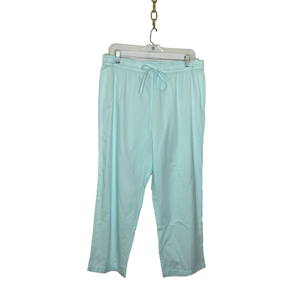 Women's Large Ella Simone Blue Button Front Bow Pleat Cotton Pajama Set - Picture 7 of 10